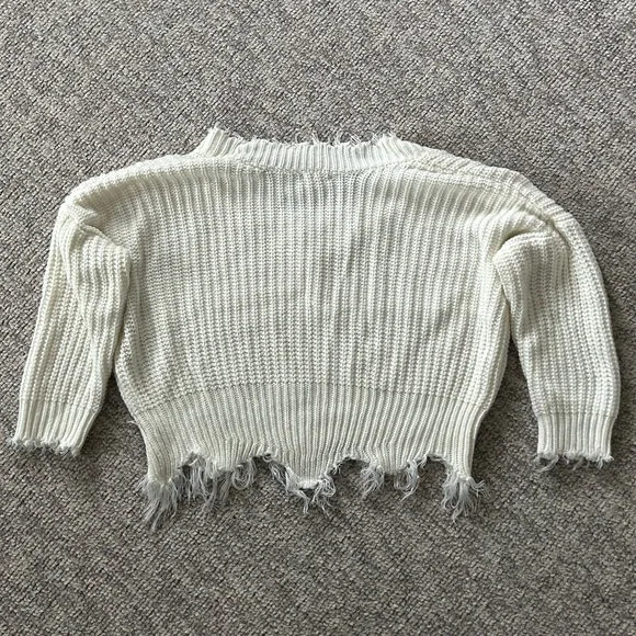 SMALL White Mainstrip Knit Sweater - Picture 5 of 6